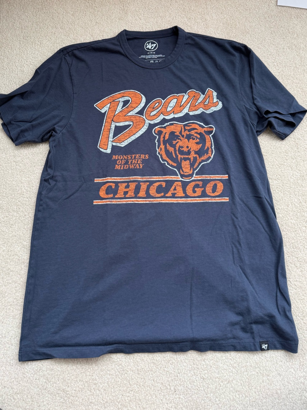 '47 Navy Chicago Bears Graphic Shirt with Orange Logo